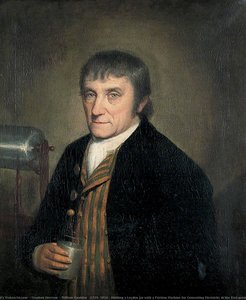 William Goulden (1749–1816) Holding A Leyden Jar With A Friction Machine For Generating Electricity In The Background, Founder Of The Canterbury Philosophical And Literary Institution — Stephen Hewson