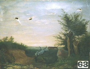 Paysage, Chacun Pour Soi, Chiens Chassant En L'absence Des Chasseurs — Babey Théodore
