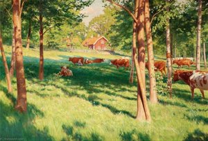Grazing Cows At Schedevi, Tjärstad — Johan Krouthén