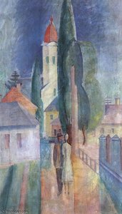 Street At Nagybánya — Janos Kmetty