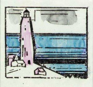 Buildings With Five Stars; Lighthouse; And Sailing Ship With Two Stars — Lyonel Feininger
