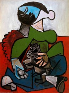 Frau Mit Hund — Pablo Picasso, Cubist Portrait