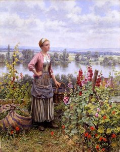 Maria On The Terrace With A Bundle Of Grass — Daniel Ridgway Knight