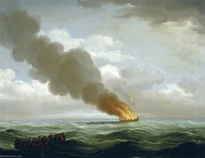 The 'luxborough' Galley Burnt Nearly To The Water, 25 June 1727 — John Cleveley The Elder