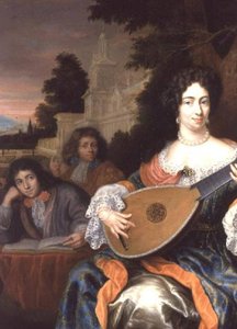 A Woman Playing A Lute, With Her Two Sons Behind Her — Constantin Netscher