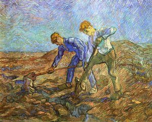 Dos campesinos cavando (tras Millet)