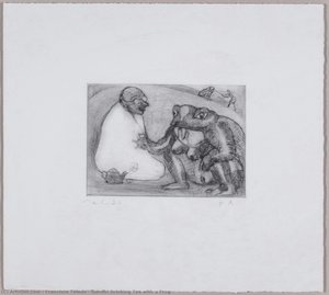 Gandhi Drinking Tea with a Frog
