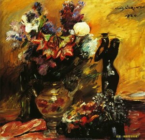 Cala Lilies Andn Lilacs With A Bronze Figurine — Lovis Corinth