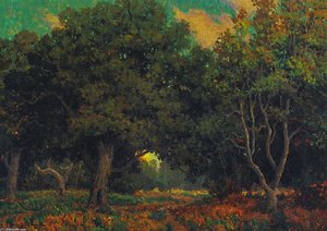 Sunset Through The Trees — Granville Redmond, Tonalist