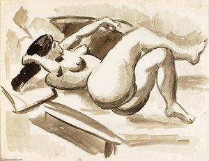 Reclining Female Nude With Legs Crossed — Carl Newman