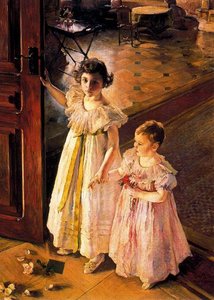 Deux Fillettes Dans Un Intérieur — Ernest Biéler