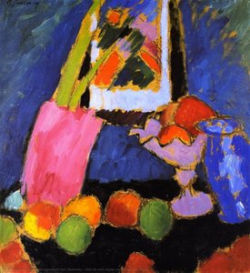 Still Life With Apples And Violet Fruit Stand — Alexej Von Jawlensky, Expressionism