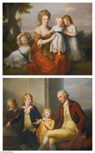 Portrait Of Mary May (1745 1824) With Her Three Daughters And Portrait Of Joseph May (1730 1796) With Their Three Sons — Angelica Kauffmann (maria Anna Angelika)