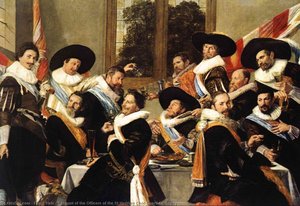 Banquet Of The Officers Of The St Hadrian Civic Guard Company — Frans Hals I, Baroque Dutch Painting
