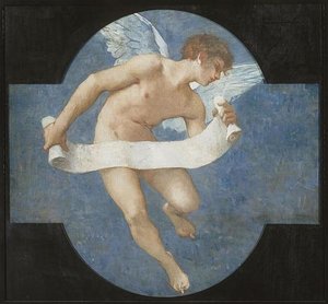 Genie Tenant Une Banderole — Jules Elie Delauney