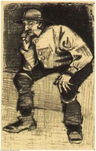 Fisherman With Sou'wester, Sitting With Pipe — Vincent Willem Van Gogh, Post-impressionism