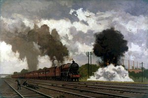 London, Midland And Scottish Express Train Being Bombed Near Bletchley, October 1940 (the Lms At War Series) — Norman Wilkinson