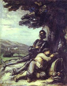 Don Quixote And Sancho Pansa Having A Rest Under A Tree — Honoré Daumier