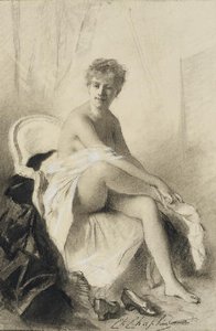 Femme Assise Revêtant Ses Bas — Charles Chaplin