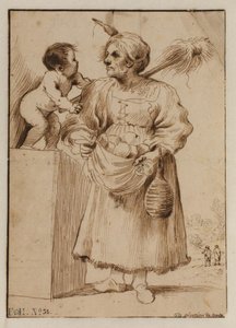 Old Woman With A Small Child — Guercino
