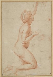 A Kneeling Nude Woman with her Left Arm Raised