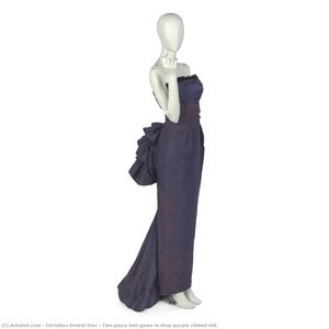 Two-piece Ball Gown In Blue-purple Ribbed Silk — Christian Ernest Dior