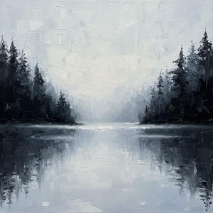 Ephemeral Silhouettes In Charcoal Mist: A Singular Study Of Serene Monochromatic Solitude — Christian Noiret, Contemporary Abstract