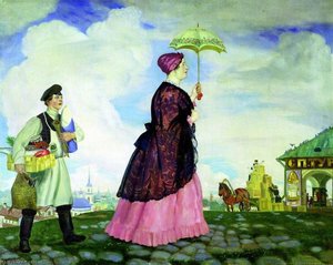 The Merchant's Wife After Shopping — Boris Mikhailovich Kustodiev, Contemporary Realism