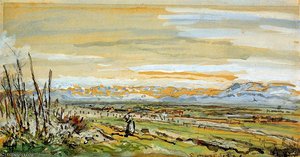 Landscape At La C_te-saint Andre Sun — Johan Barthold Jongkind, Impressionism