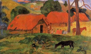Tres Chozas, Tahití — Eugène Henri Paul Gauguin, Postimpresionismo