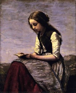 Girl Reading (also Known As Seated Shepherdess Reading) — Jean-baptiste-camille Corot, Romanticism
