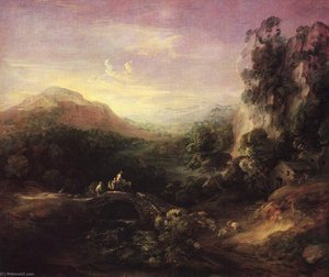 Mountain Landscape With A Bridge — Thomas Gainsborough, Romanticism
