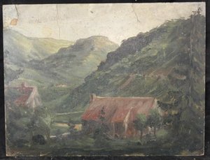 Paysage Montagneux Avec Maisons, Auvergne — Valentine Reyre