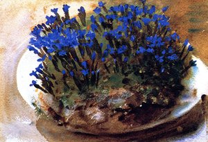 Blue Gentians — Джон Сингер Сергент, Impressionist Watercolor