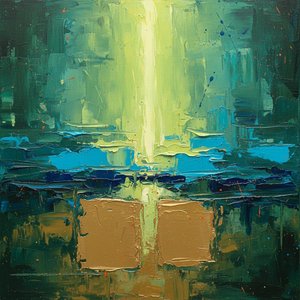A Monumental Convergence Of Radiant Light And Sculptural Strata In Deep Oceanic Tones — Christian Noiret, Contemporary Abstract Painting