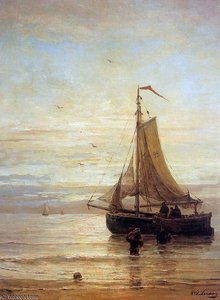 Unloading The Fish Sun — Hendrik Willem Mesdag