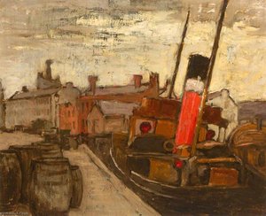Boat At Dock, Belgium — Georgina Moutray Kyle, Impressionism