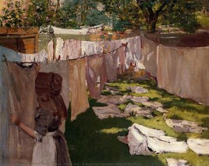Wash Day - A Back Yard Reminiscence Of Brooklyn — William Merritt Chase