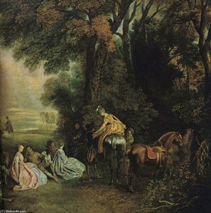 Ein Halt Während Der Jagd — Jean-antoine Watteau