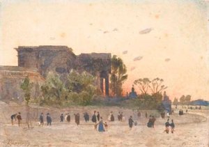 View Of The National Assembly In Paris, The Figures In The Foreground — Henri-joseph Harpignies