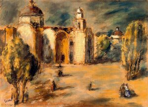 Church And Gardens Acolmán, Mexico — Arturo Souto, Post Impressionism