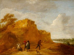 Sand Cliff And Figures — David Teniers The Younger