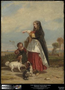 Woman And Child With Dogs — Camille Joseph Étienne Roqueplan