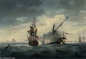 H.m.s. Director Raking The Dutch Flagship Vrijheid, During The Battle Of Camperdown — Samuel Owen