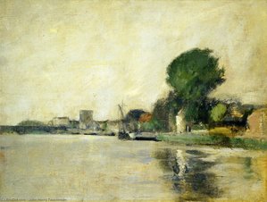 View Along A River — Џон Хенри Твактман, Impressionism