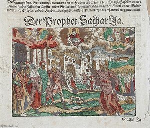 Zechariah's Vision Christ's Entry Into Jerusalem In The Background,