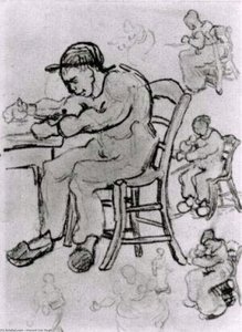 Sheet With People Sitting On Chairs — Vincent Willem Van Gogh, Post-impressionism