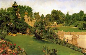Terrace At The Mall, Central Park — William Merritt Chase, Impressionism