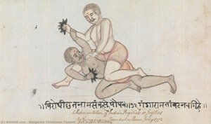 Two Jeyties Wrestling — Gangaram Chintaman Tambat