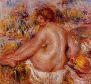 After Bathing, Seated Female Nude — Pjer Ogist Renoar, Impressionism